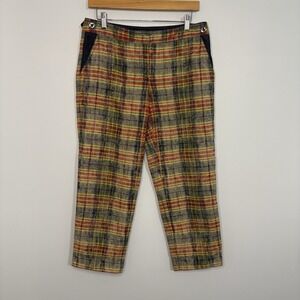 VTG Mariella Rosati Plaid Wool Pants Size 44 US 8 Made In Italy Y2K Crop Lined